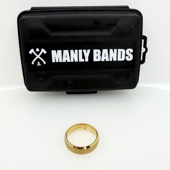 Manly Bands Jewelry - Manly Band The CEO 12.5 Men's Wedding Ring Gold Plated Tungsten Ring 8mm Wide